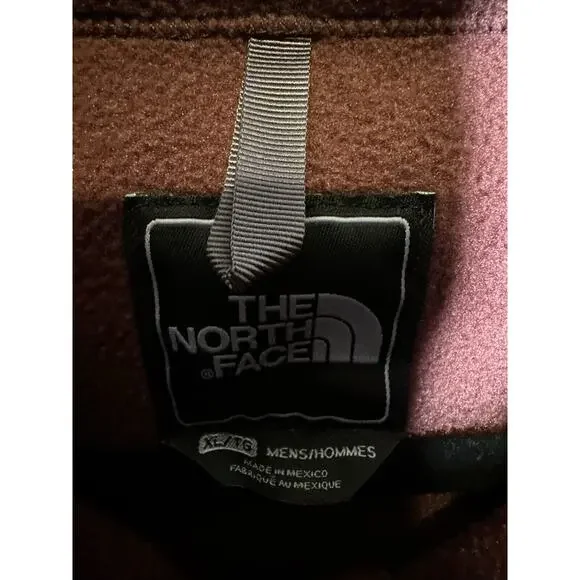 Vintage The North Face Men's Maroon Full-Zip Fleece Jacket Size XL